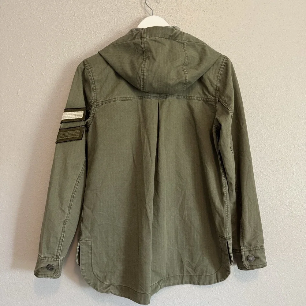 American Eagle  Military Utility Jacket Herringbone Hooded‎ Patch XS Gorpcore